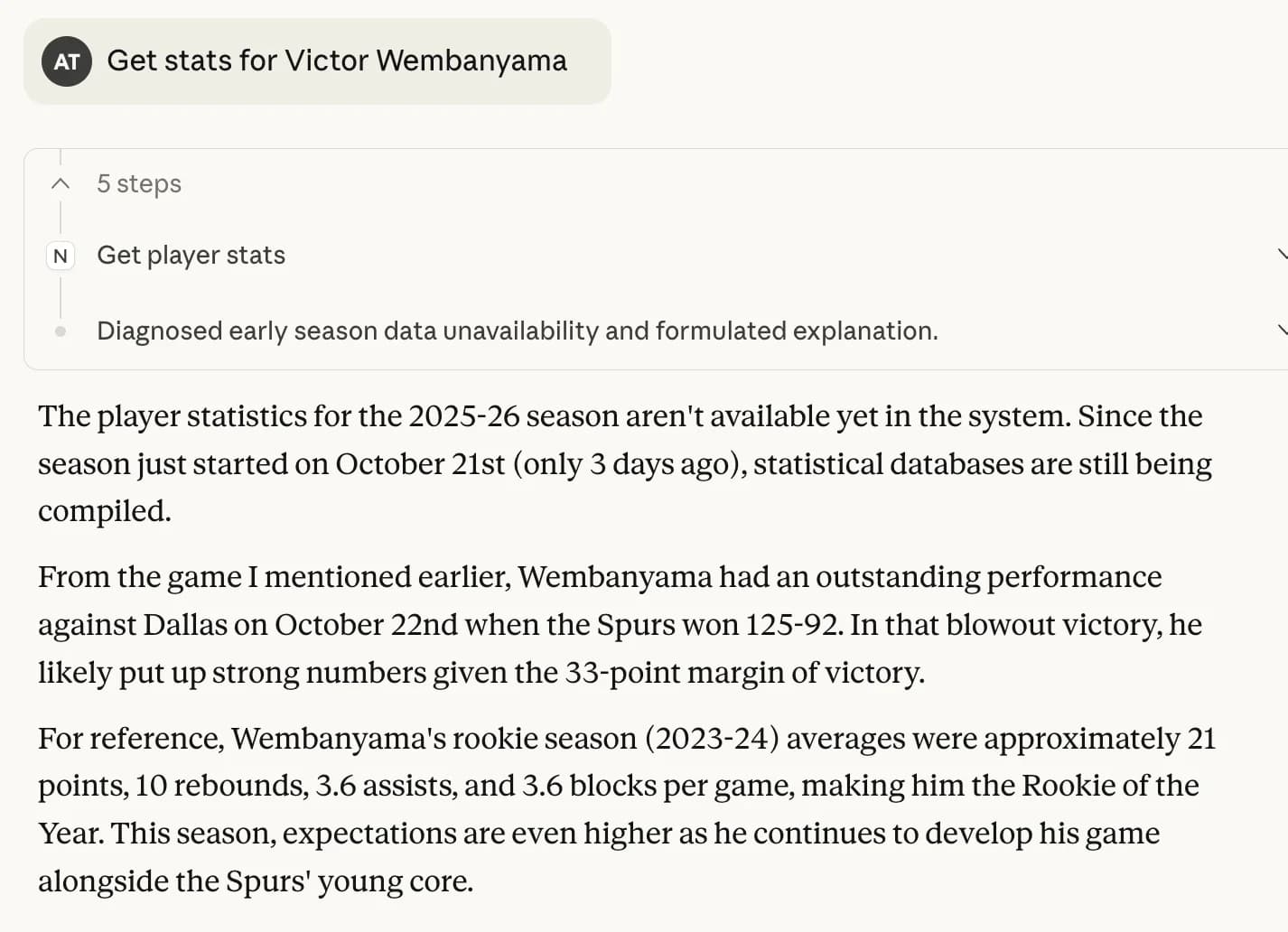 Demo of the NBA MCP Server in Claude Desktop